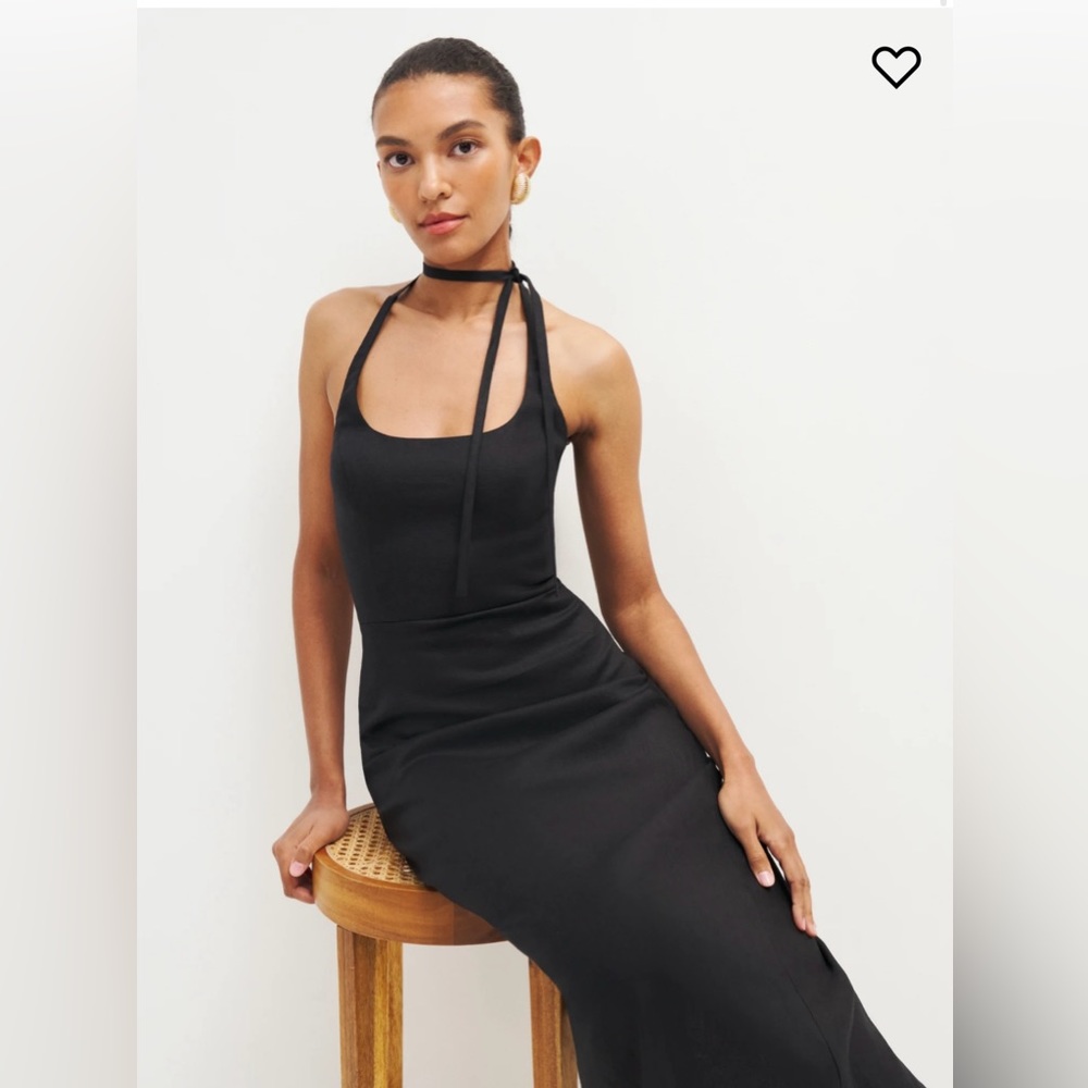 reformation black linen dress size 2 new!